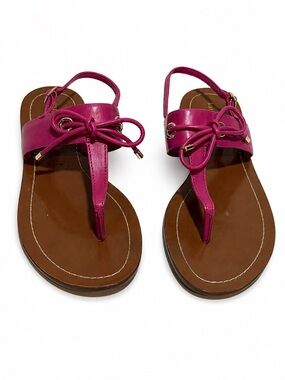 Kate Spade New York Carolina Pink Leather Bow T-Strap Sandals Size 10